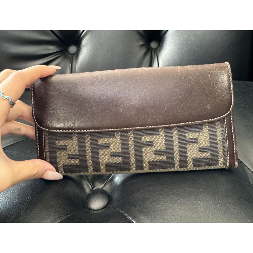 FENDI Zucca Long Wallet - brown / leather / snap