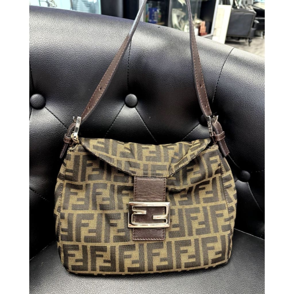 FENDI Zucca Print Canvas Baguette Bag (MSRP $1500 + ) - Small / Leather / Shoulder Bag