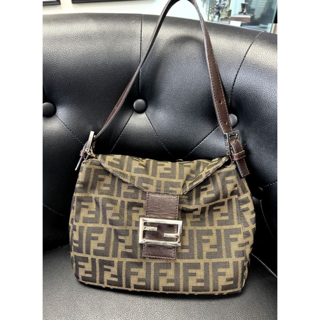 FENDI Zucca Print Canvas Baguette Bag (MSRP $1500 + ) - Small / Leather / Shoulder Bag