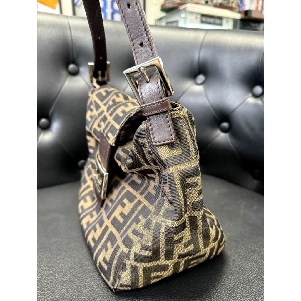 FENDI Zucca Print Canvas Baguette Bag (MSRP $1500 + ) - Small / Leather / Shoulder Bag