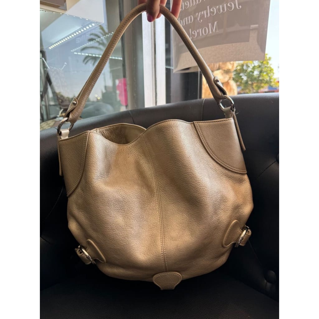 Ferragamo Metallic Gold Hobo Shoulder Bag - Small / Leather / Hobo Bag