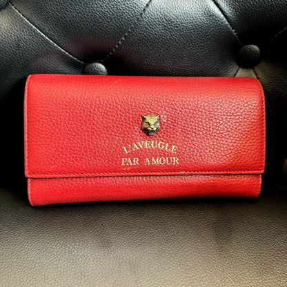 GUCCI Animalier Tiger Red Continental Long Wallet w/ Box & Chain (MSRP $1000 + ) - Red / Leather / snap