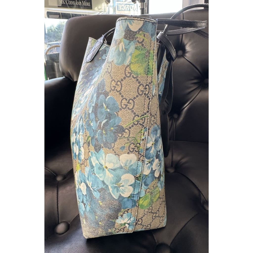 Gucci Blooms Blue Floral GG Supreme Tote Medium - blue / canvas / Tote