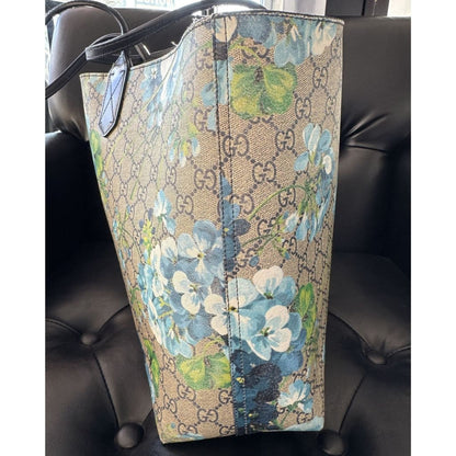 Gucci Blooms Blue Floral GG Supreme Tote Medium - blue / canvas / Tote