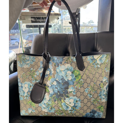 Gucci Blooms Blue Floral GG Supreme Tote Medium - blue / canvas / Tote