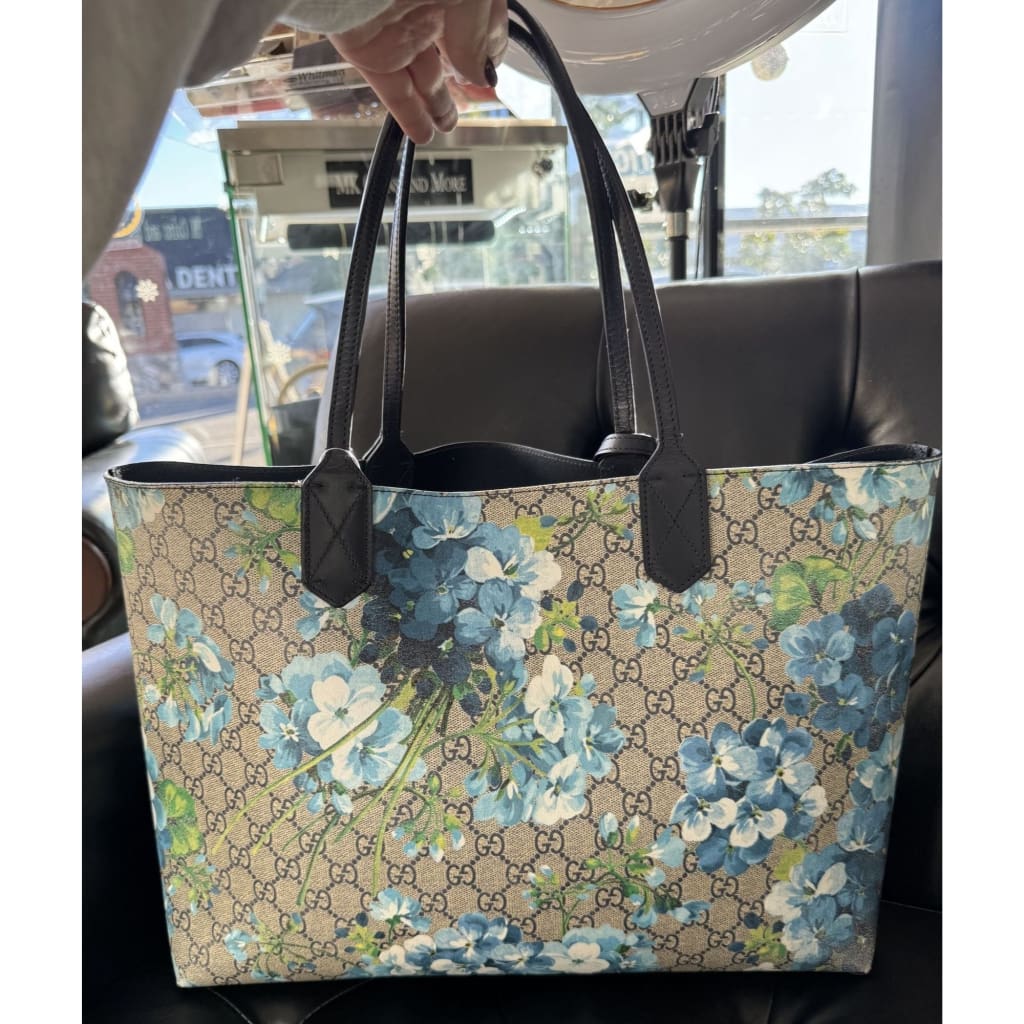 Gucci Blooms Blue Floral GG Supreme Tote Medium - blue / canvas / Tote