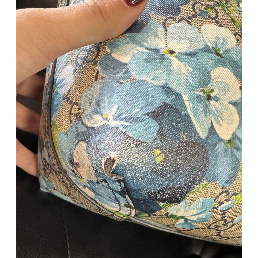 Gucci Blooms Blue Floral GG Supreme Tote Small - blue / canvas / Tote