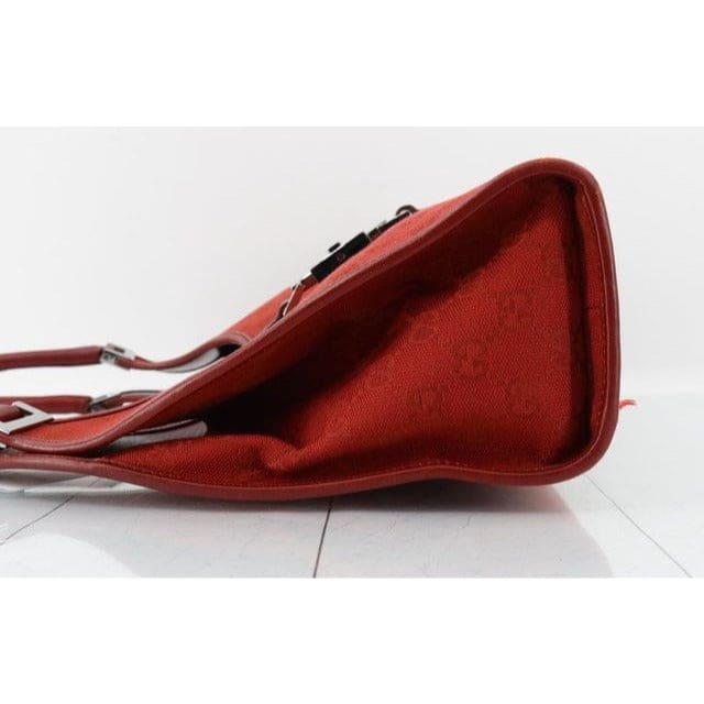 Gucci GG Canvas Jackie Bardot Bag in Red - red / canvas / bag