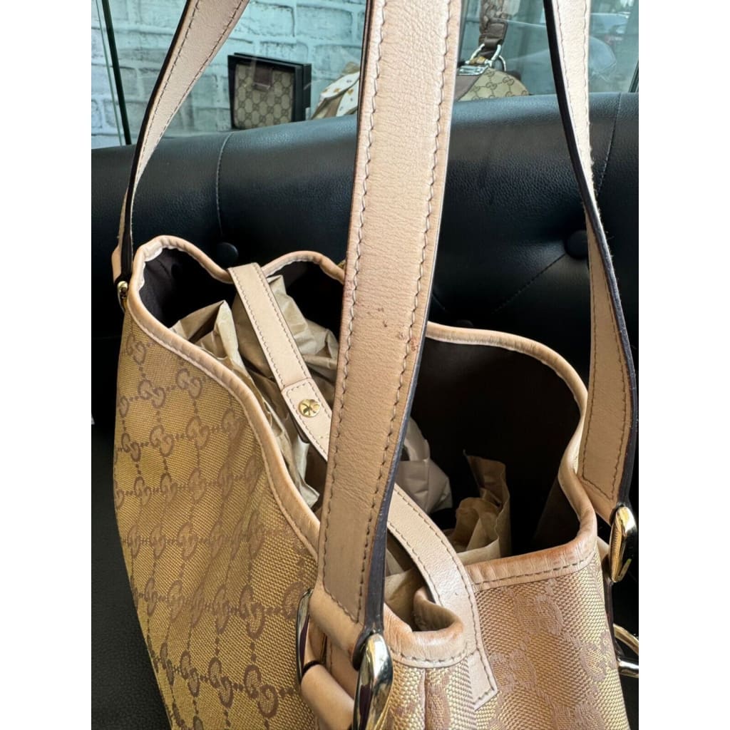 GUCCI GG Metallic Pink/ Rose Gold Hobo Shoulder Bag (MSRP $2000 + ) - Canvas / Hobo Bag