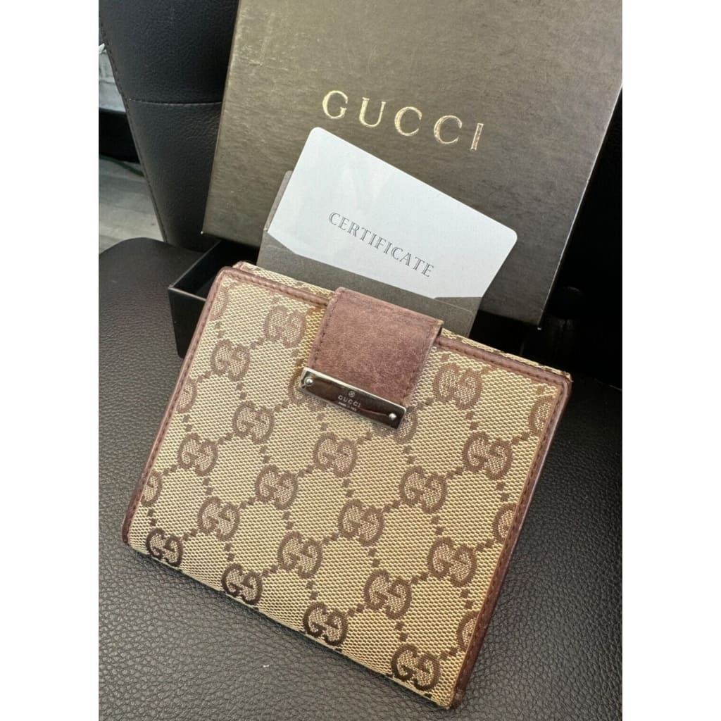 GUCCI GG Wallet w/ Original box & COA (MSRP $800 + ) - Brown / canvas / Bifold