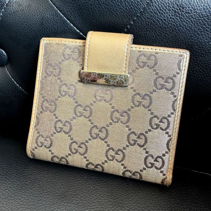 GUCCI Gold Compact Wallet (MSRP $700 + ) - Gold / Leather( + 1) / snap