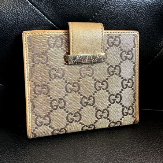 GUCCI Gold Compact Wallet (MSRP $700 + ) - Gold / Leather( + 1) / snap