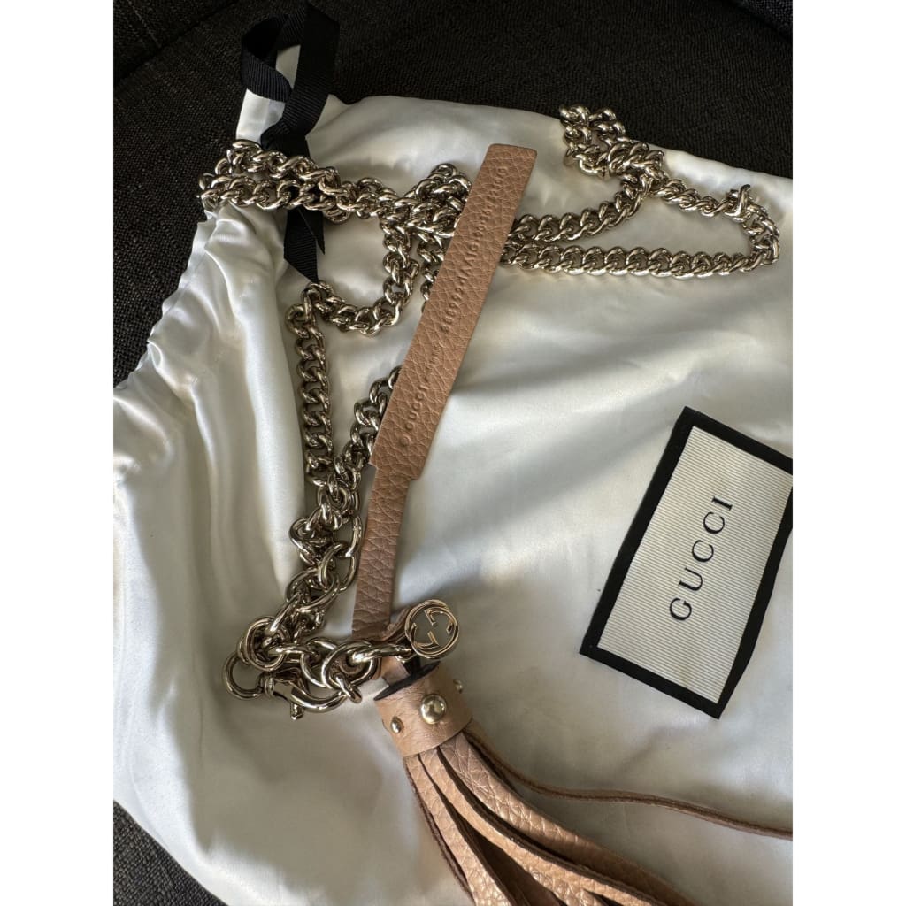 Gucci Leather Fringe Chain Belt NWT - 44.5 inches / tan / metal and leather