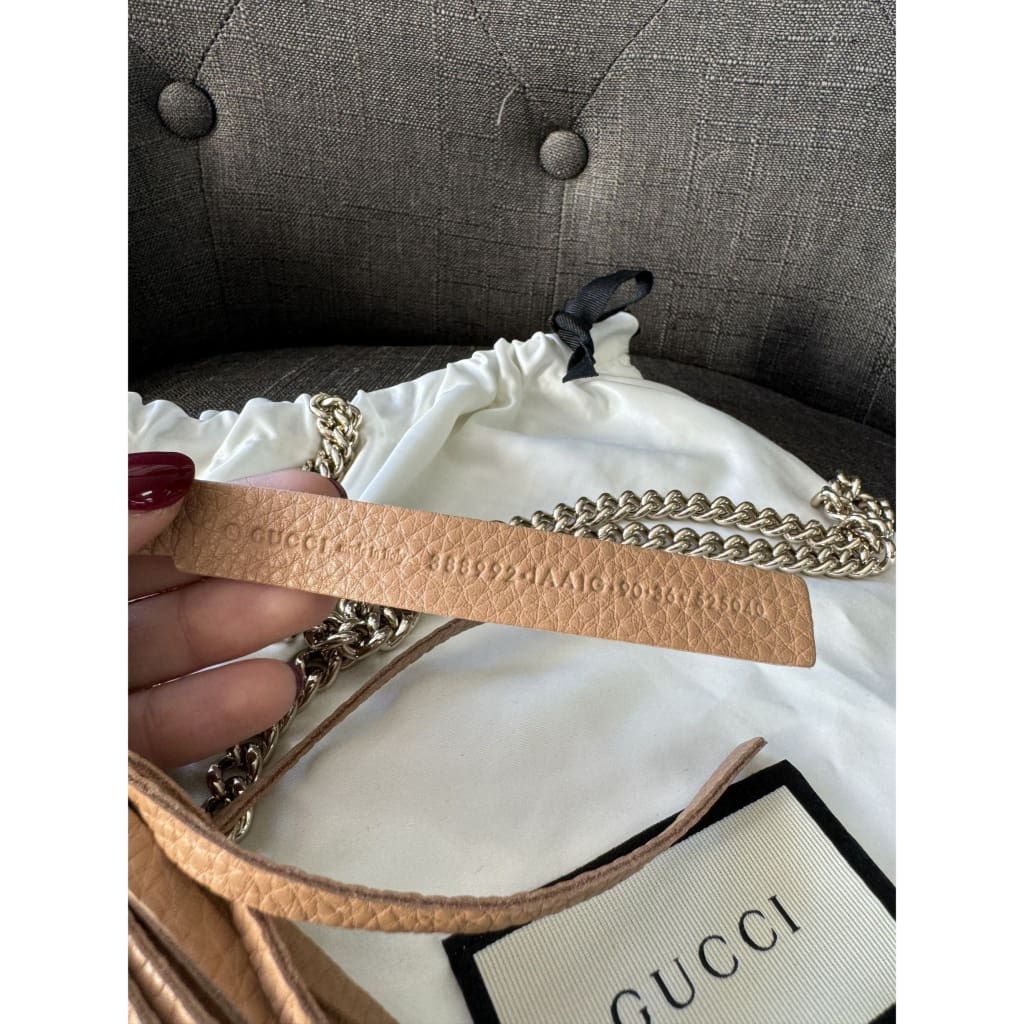 Gucci Leather Fringe Chain Belt NWT - 44.5 inches / tan / metal and leather