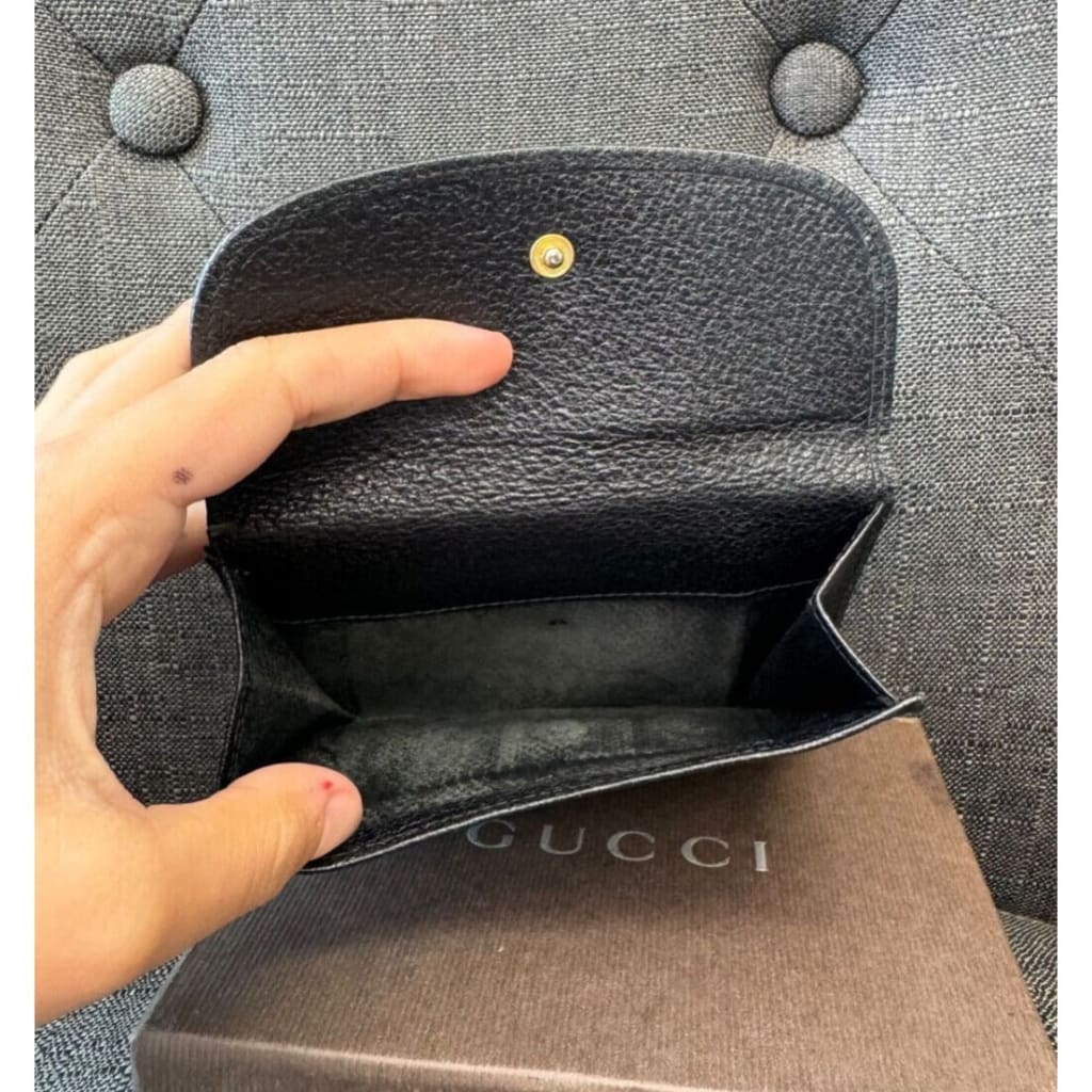 GUCCI Mens Leather Buckle Bifold Wallet (MSRP $750 + ) - Black / Leather / Bifold