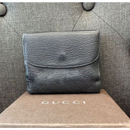 GUCCI Mens Leather Buckle Bifold Wallet (MSRP $750 + ) - Black / Leather / Bifold