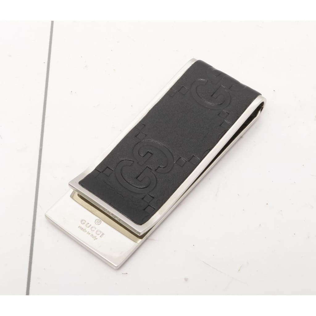 Gucci Money Clip Guccissima Leather w/ Box and Dustbag - black / metal / money clip