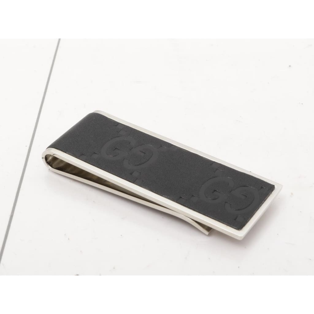 Gucci Money Clip Guccissima Leather w/ Box and Dustbag - black / metal / money clip