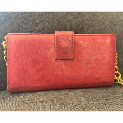 GUCCI Red Soho Studded Wallet w/ Chain (MSRP $700 + ) - Red / snap