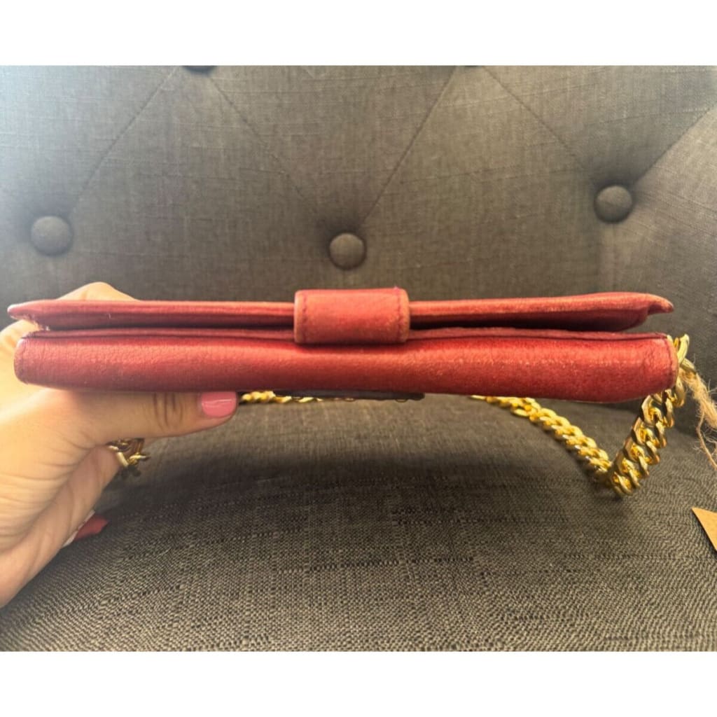 GUCCI Red Soho Studded Wallet w/ Chain (MSRP $700 + ) - Red / snap