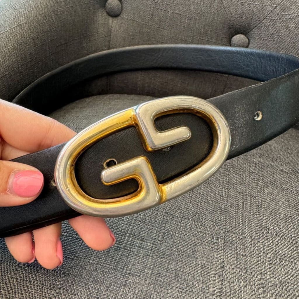 GUCCI Vintage 80’s Men’s Two Toned Belt - 32 / Black / Leather