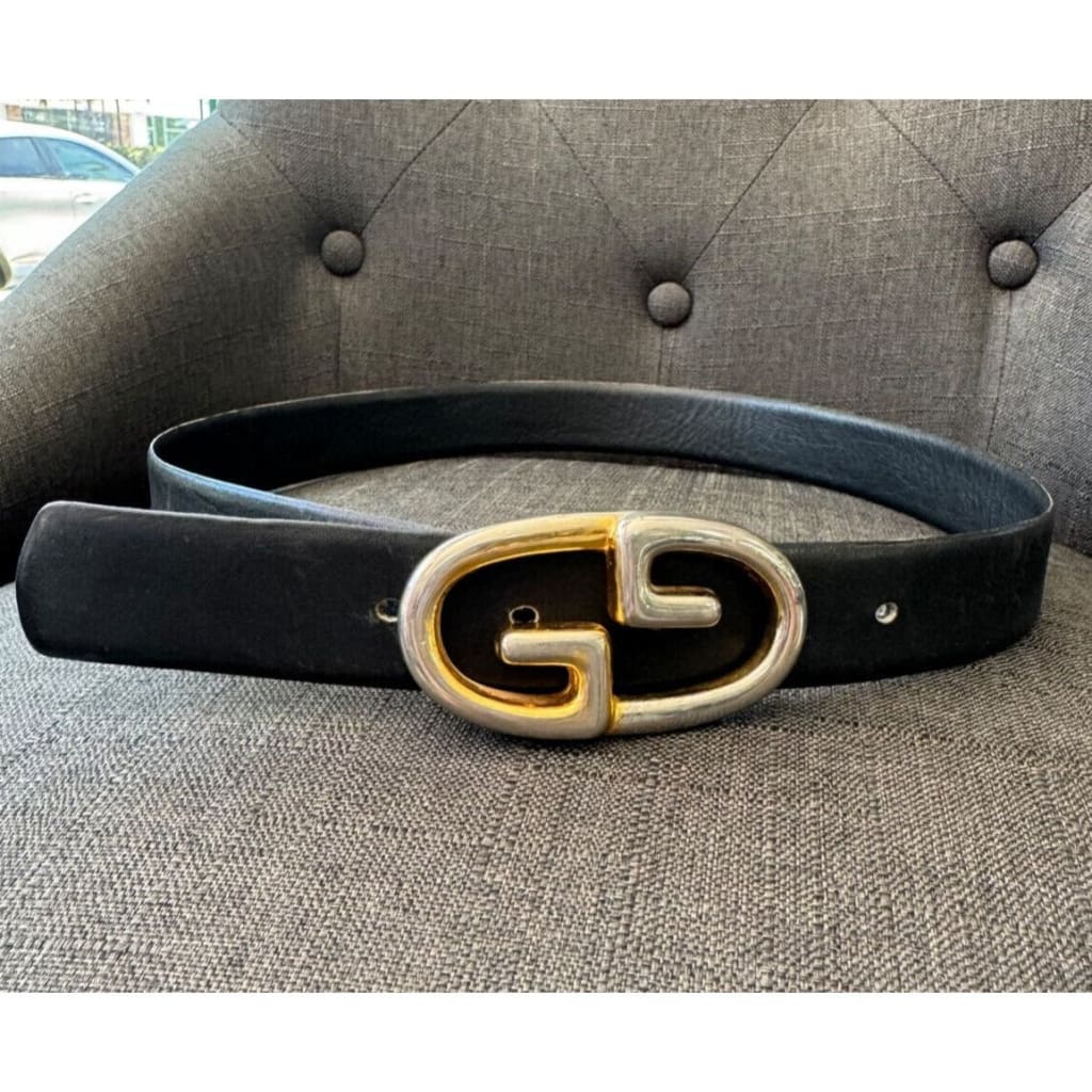 GUCCI Vintage 80’s Men’s Two Toned Belt - 32 / Black / Leather