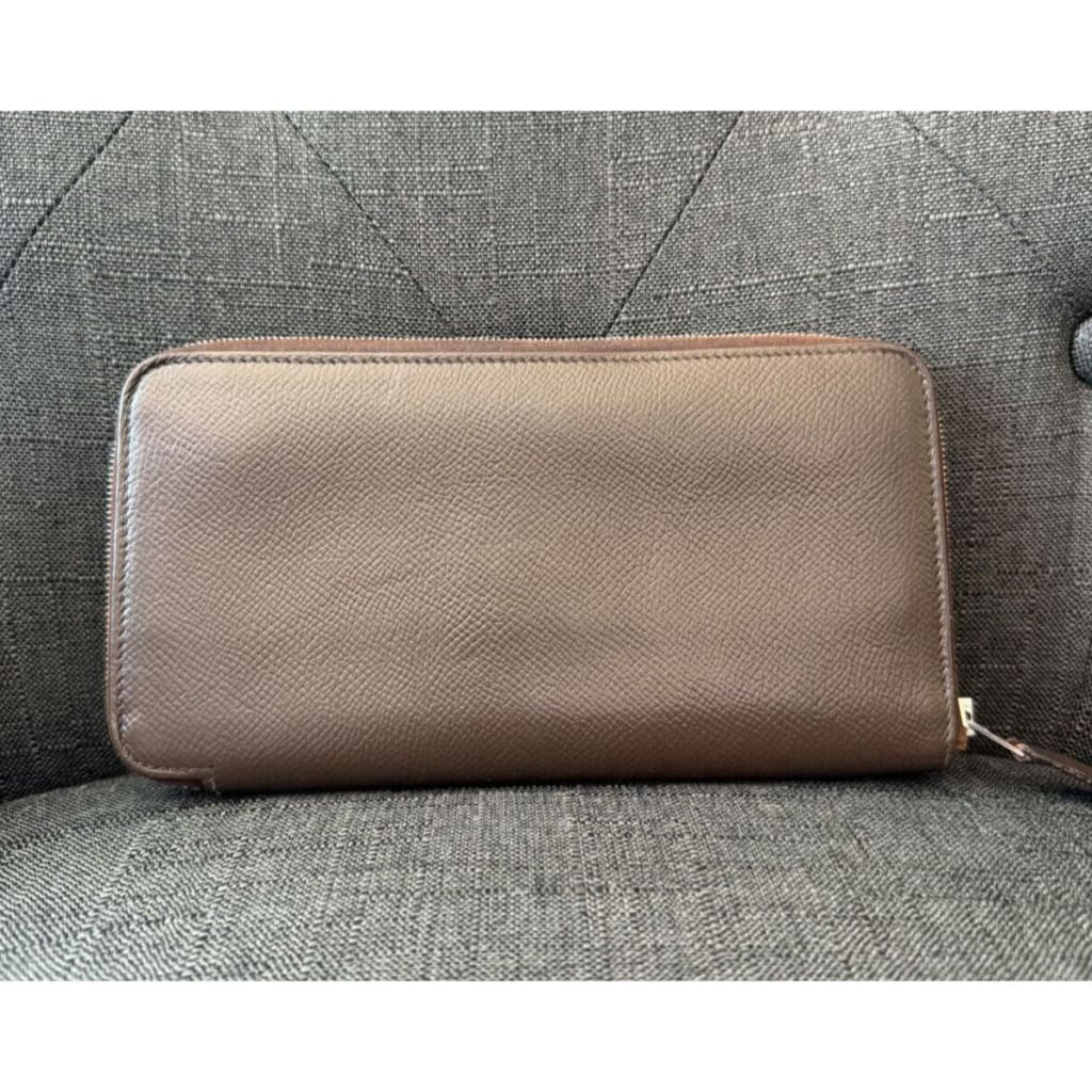 HERMES Brown Silk’in Long Wallet Rare Colorway (MSRP $1700) - Brown / Leather( + 1) / Zip-Around