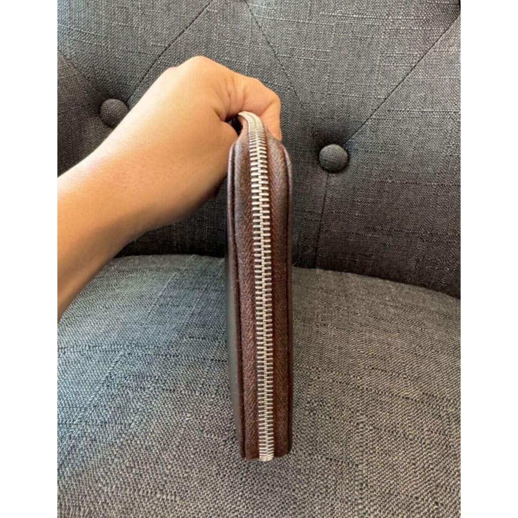 HERMES Brown Silk’in Long Wallet Rare Colorway (MSRP $1700) - Brown / Leather( + 1) / Zip-Around