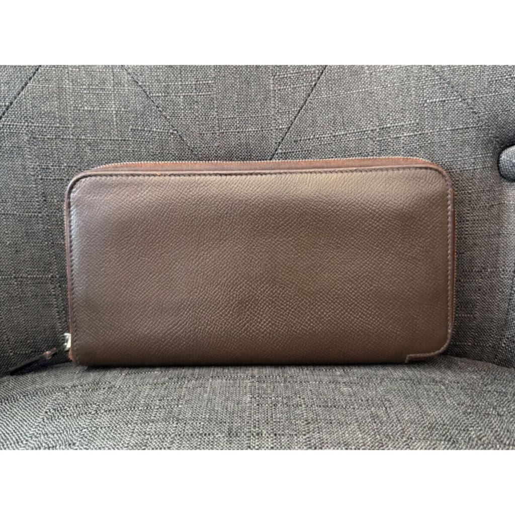 HERMES Brown Silk’in Long Wallet Rare Colorway (MSRP $1700) - Brown / Leather( + 1) / Zip-Around