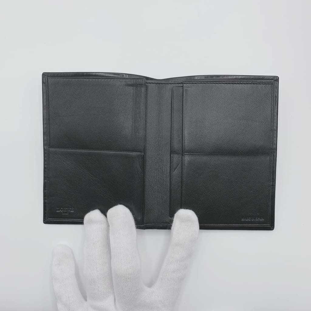 LOEWE Anagram Leather Bifold Wallet Black - black / leather / card holder
