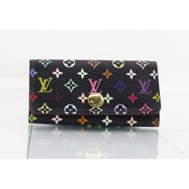 Louis Vuitton Black Multicolor Murakami 4 Key Case - black / leather / key case