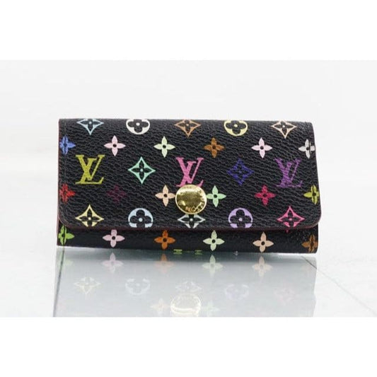 Louis Vuitton Black Multicolor Murakami 4 Key Case - black / leather / key case