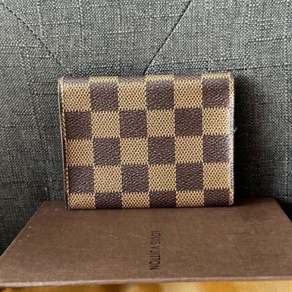 LOUIS VUITTON Damier Ebene Card Wallet With Box and Dustbag - Brown / Leather / compact