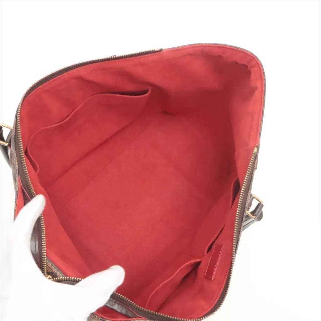 Louis Vuitton Damier Ebene Red Kaisa Tote MM - brown / Coated Canvas / double handle