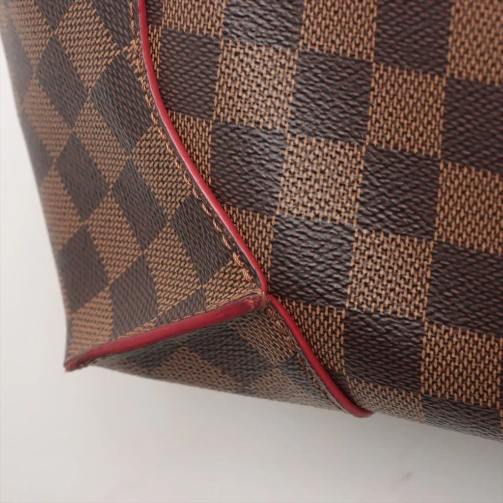 Louis Vuitton Damier Ebene Red Kaisa Tote MM - brown / Coated Canvas / double handle