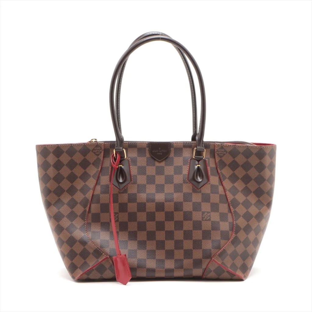 Louis Vuitton Damier Ebene Red Kaisa Tote MM - brown / Coated Canvas / double handle