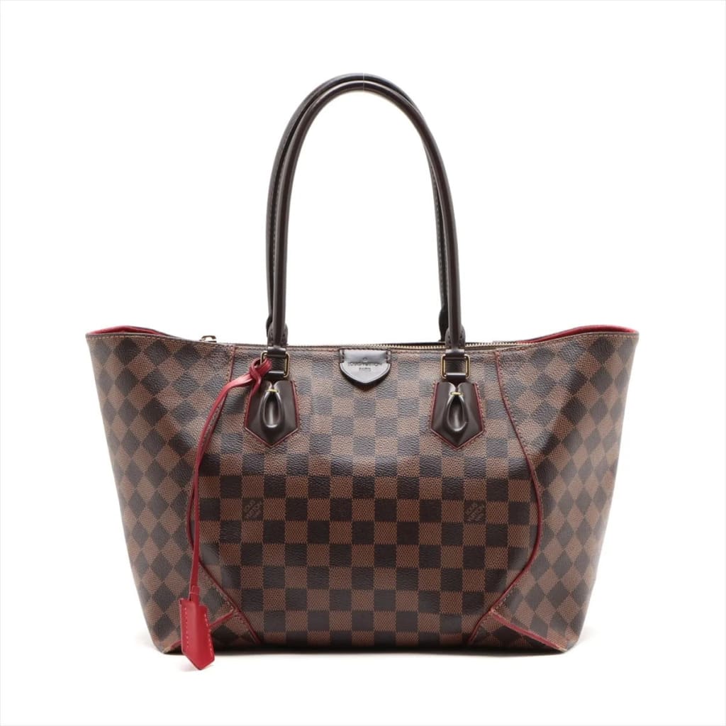 Louis Vuitton Damier Ebene Red Kaisa Tote MM - brown / Coated Canvas / double handle