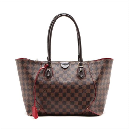 Louis Vuitton Damier Ebene Red Kaisa Tote MM - brown / Coated Canvas / double handle