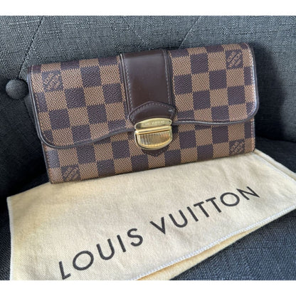 LOUIS VUITTON Damier Ebene Sistina Long Wallet - Long Wallet / Brown / Coated Canvas