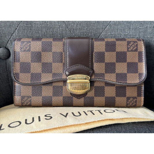 LOUIS VUITTON Damier Ebene Sistina Long Wallet - Long Wallet / Brown / Coated Canvas