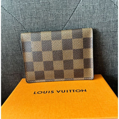 LOUIS VUITTON Damier Ebene Vertical Card Holder with Box - Brown / Leather / compact