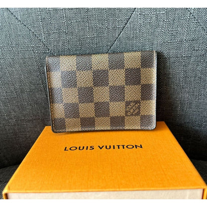 LOUIS VUITTON Damier Ebene Vertical Card Holder with Box - Brown / Leather / compact