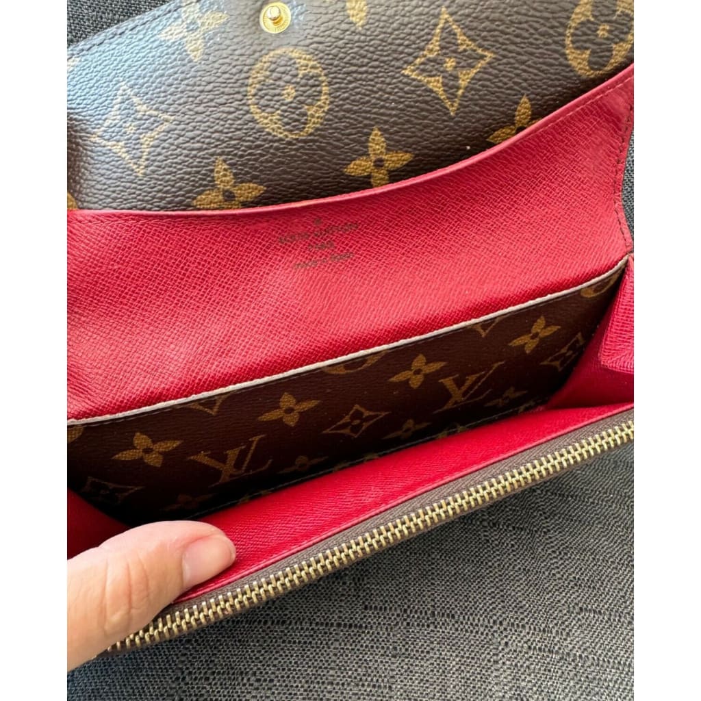 LOUIS VUITTON Emilie Monogram Fuchsia Long Wallet (MSRP $585) - Brown / Leather / long wallet