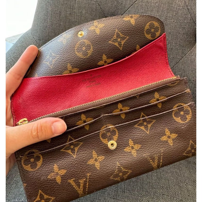 LOUIS VUITTON Emilie Monogram Fuchsia Long Wallet (MSRP $585) - Brown / Leather / long wallet