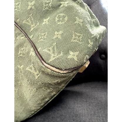 LOUIS VUITTON Josephine GM Green and Brown Canvas Tote Bag (MSRP $1,080) - Large / Patent Leather / Top Handle Bag