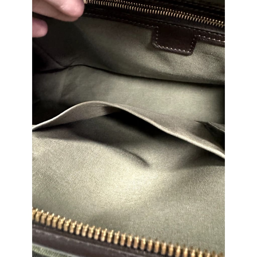 LOUIS VUITTON Josephine GM Green and Brown Canvas Tote Bag (MSRP $1,080) - Large / Patent Leather / Top Handle Bag