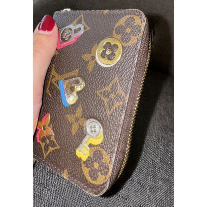 LOUIS VUITTON Limited Edition Monogram Love Lock Zippy Coin Case - Compact / Brown / Coated Canvas