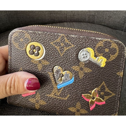 LOUIS VUITTON Limited Edition Monogram Love Lock Zippy Coin Case - Compact / Brown / Coated Canvas