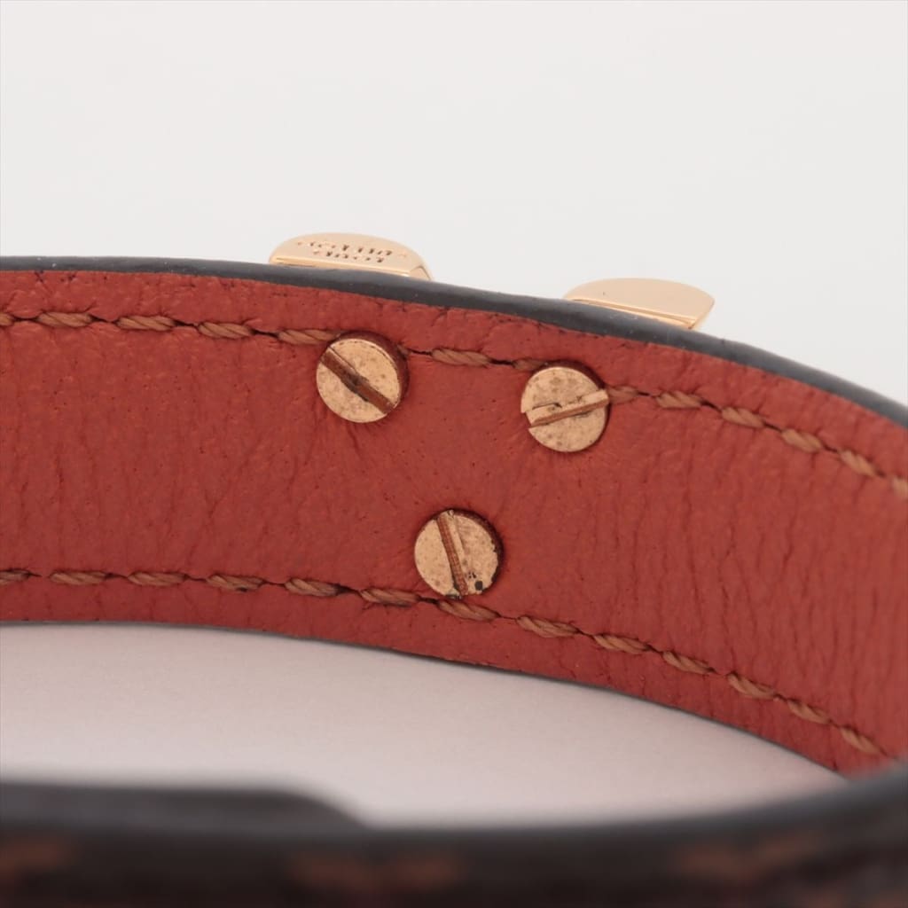 LOUIS VUITTON Monogram Essential V Bracelet 17 (MSRP $290) - brown / Leather / Wrap