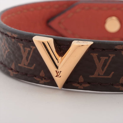 LOUIS VUITTON Monogram Essential V Bracelet 17 (MSRP $290) - brown / Leather / Wrap